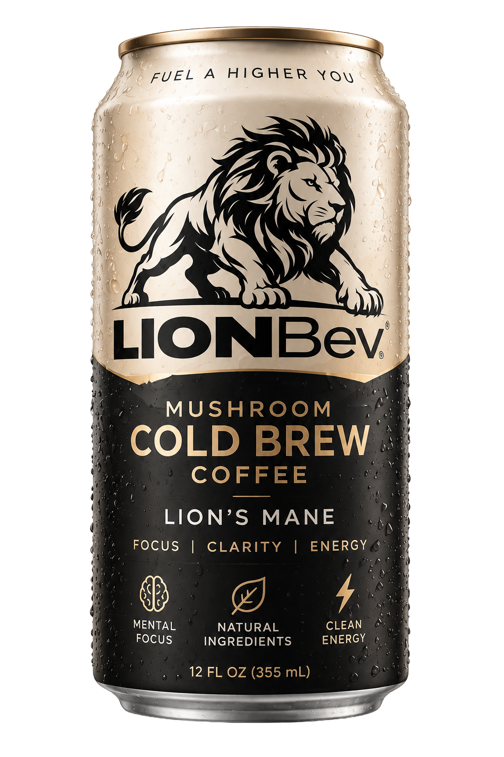LIONBev Mushroom Cold Brew Coffee can
